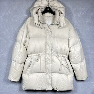 ABERCROMBIE & FITCH Air Cloud Hooded Puffer Parka Jacket Cream Small $240.